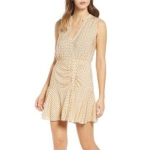 Leith Ruched Minidress Nude Black Tiny Dot